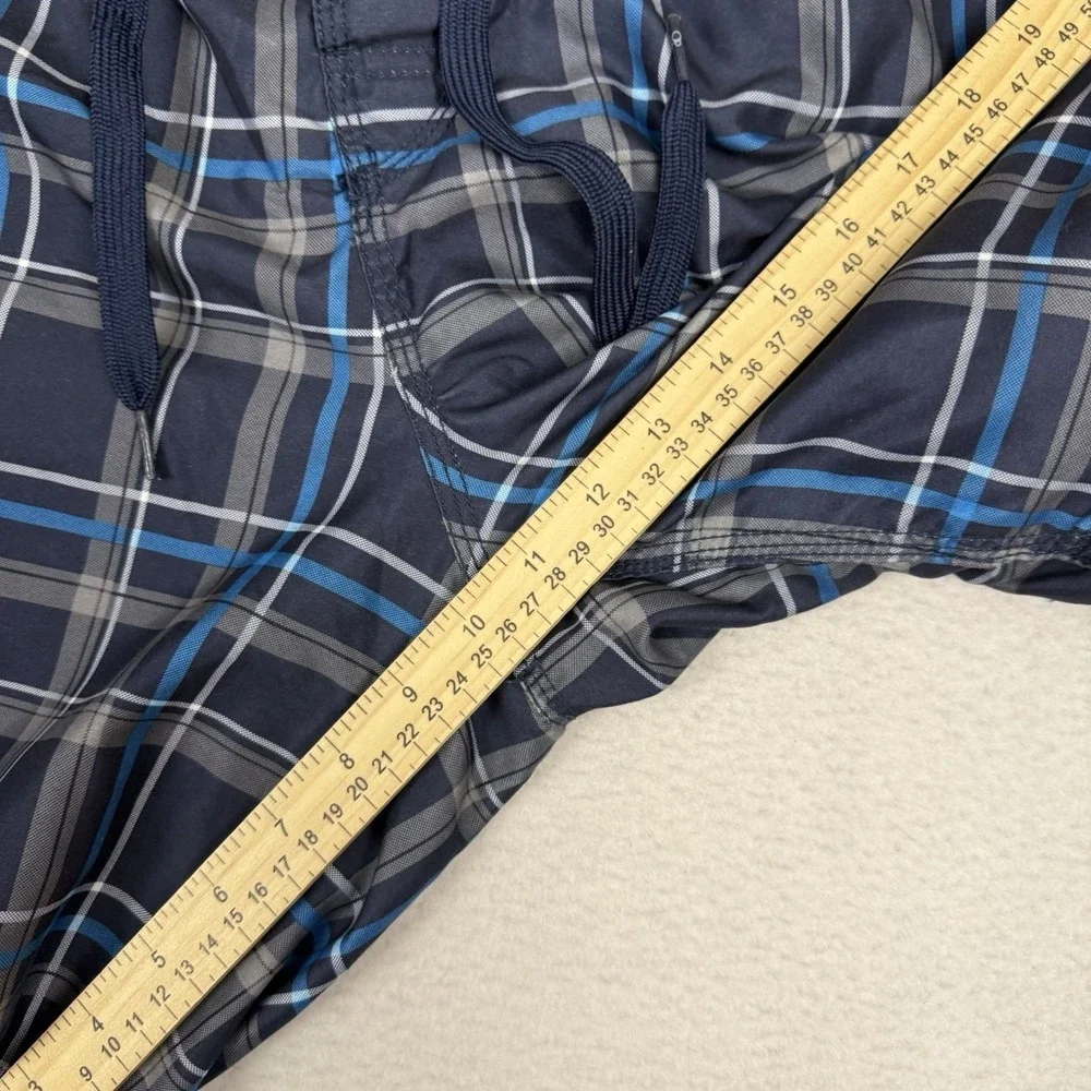 Ocean Pacific OP Men's‎ XL Navy Plaid Cargo Swim Trunks Board Shorts Mesh Lined